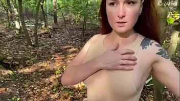 Red haired girlfriend sucks dick in the forest kleomodel