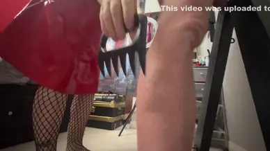 Latex bubble gets flogged and cained
