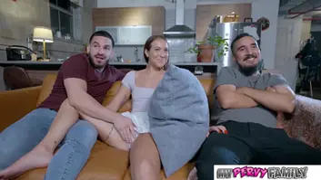 Sneaky stepsis bangs stepbro right next to boyfriend