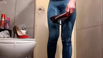 Girl pee jeans